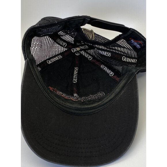 Guinness Beer Black Mesh Adjustable Adult Baseball Cap Hat Snap-back Bio-Domes - Picture 11 of 13